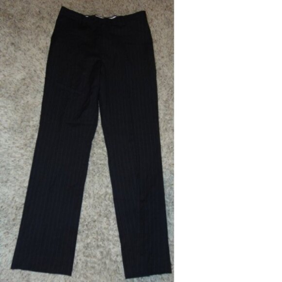 Mens Dress Pants Wool Black Pin Striped 34x34 Flat Front Suit Pants Axcess - Picture 1 of 4
